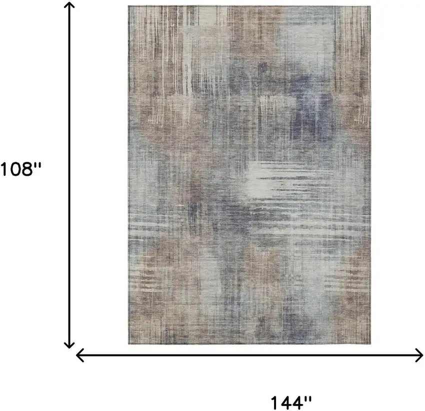 Khaki And Brown Abstract Washable Indoor Outdoor Area Rug Photo 7