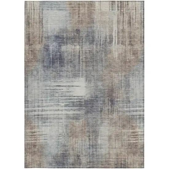 Khaki And Brown Abstract Washable Indoor Outdoor Area Rug Photo 4