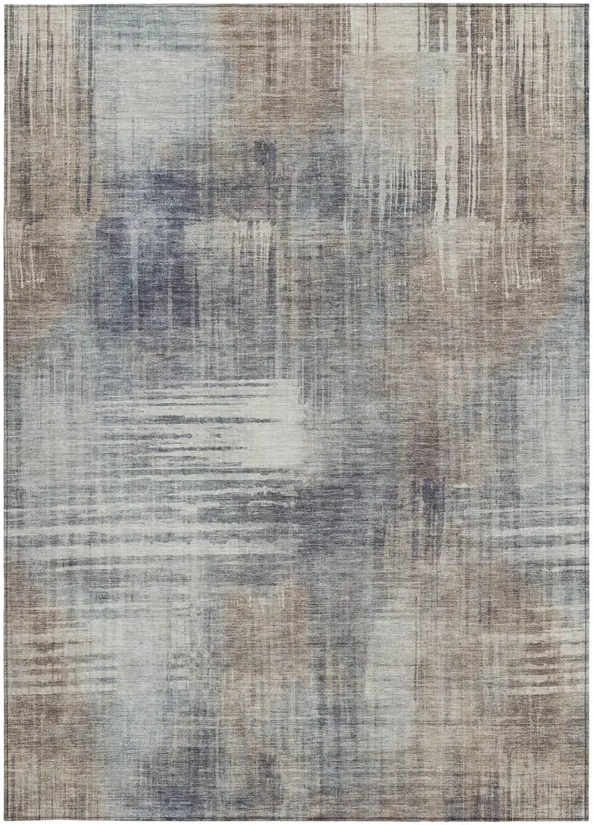 Khaki And Brown Abstract Washable Indoor Outdoor Area Rug Photo 4