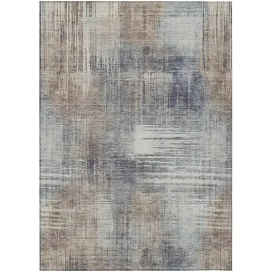 Khaki And Brown Abstract Washable Indoor Outdoor Area Rug Photo 2