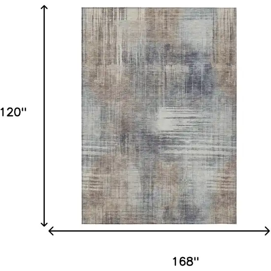 Khaki And Brown Abstract Washable Indoor Outdoor Area Rug Photo 7