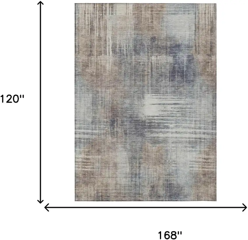 Khaki And Brown Abstract Washable Indoor Outdoor Area Rug Photo 7
