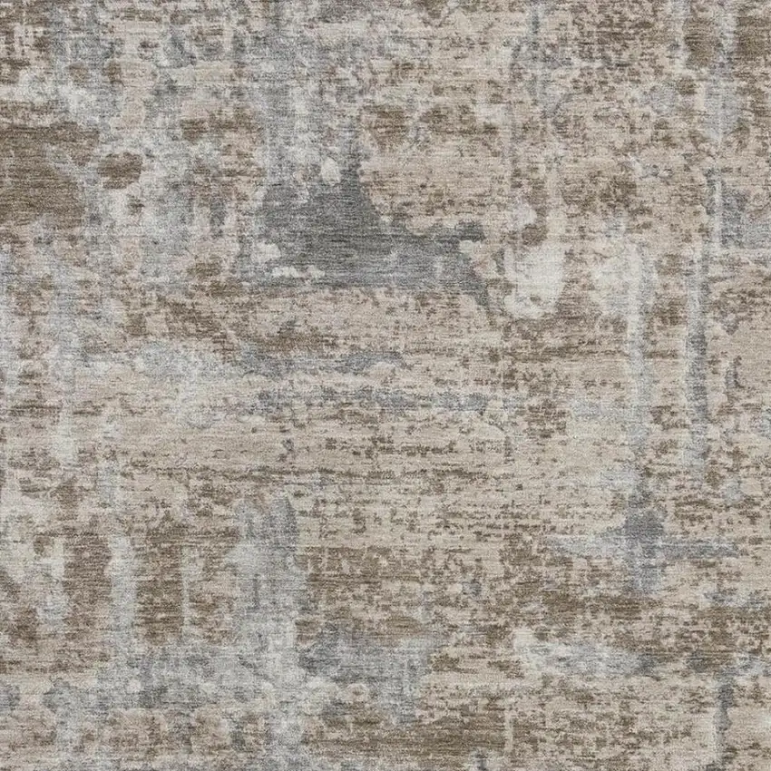 Khaki And Brown Abstract Washable Indoor Outdoor Area Rug Photo 3