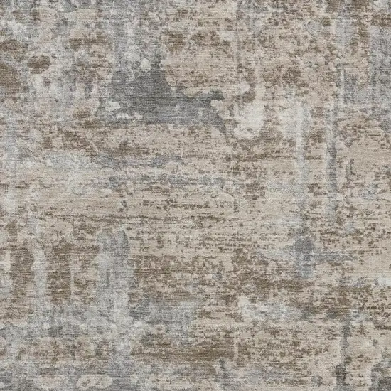 Khaki And Brown Abstract Washable Indoor Outdoor Area Rug Photo 3