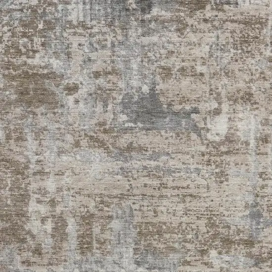 Khaki And Brown Abstract Washable Indoor Outdoor Area Rug Photo 3