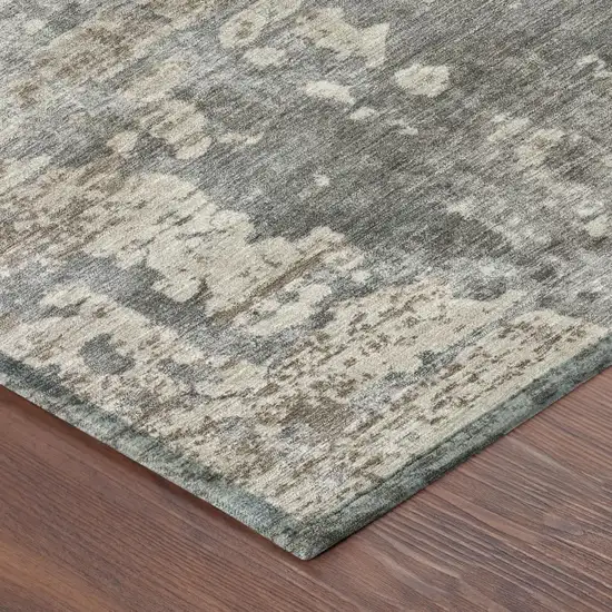 Khaki And Brown Abstract Washable Indoor Outdoor Area Rug Photo 5