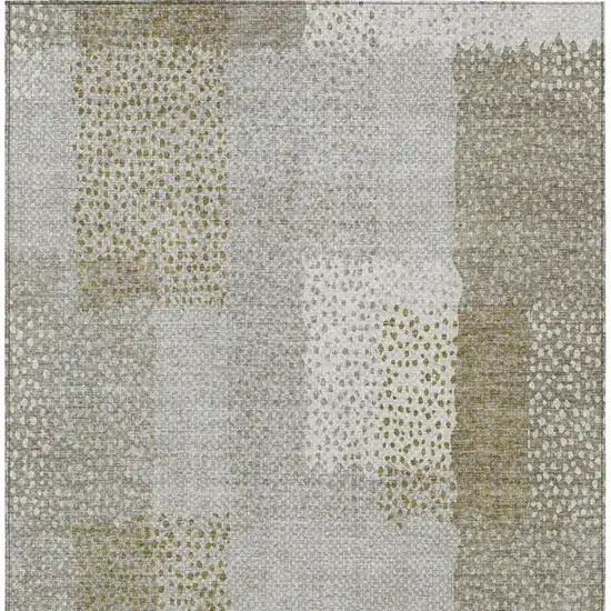 Khaki And Brown Abstract Washable Indoor Outdoor Area Rug Photo 9