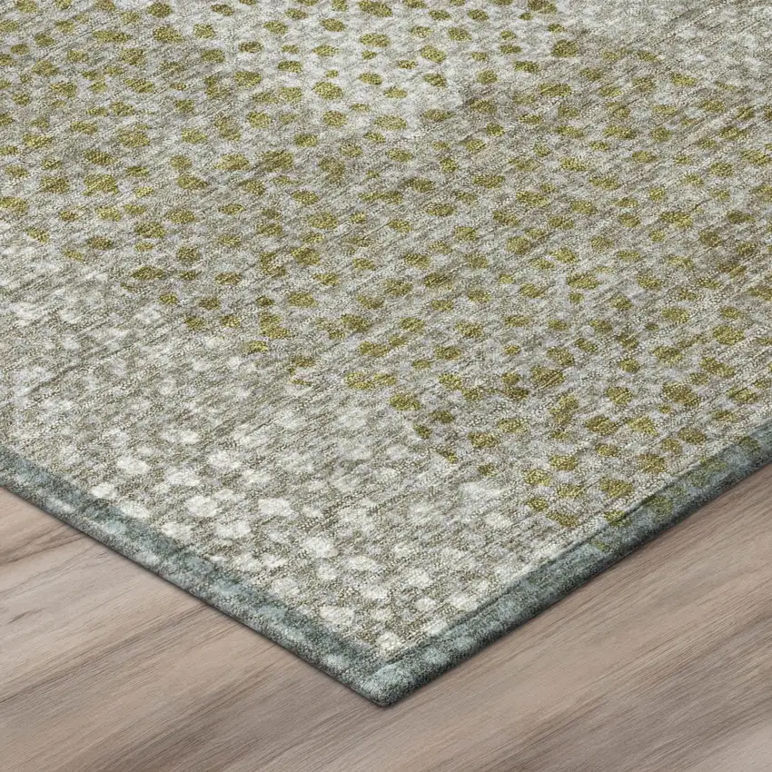 Khaki And Brown Abstract Washable Indoor Outdoor Area Rug Photo 5