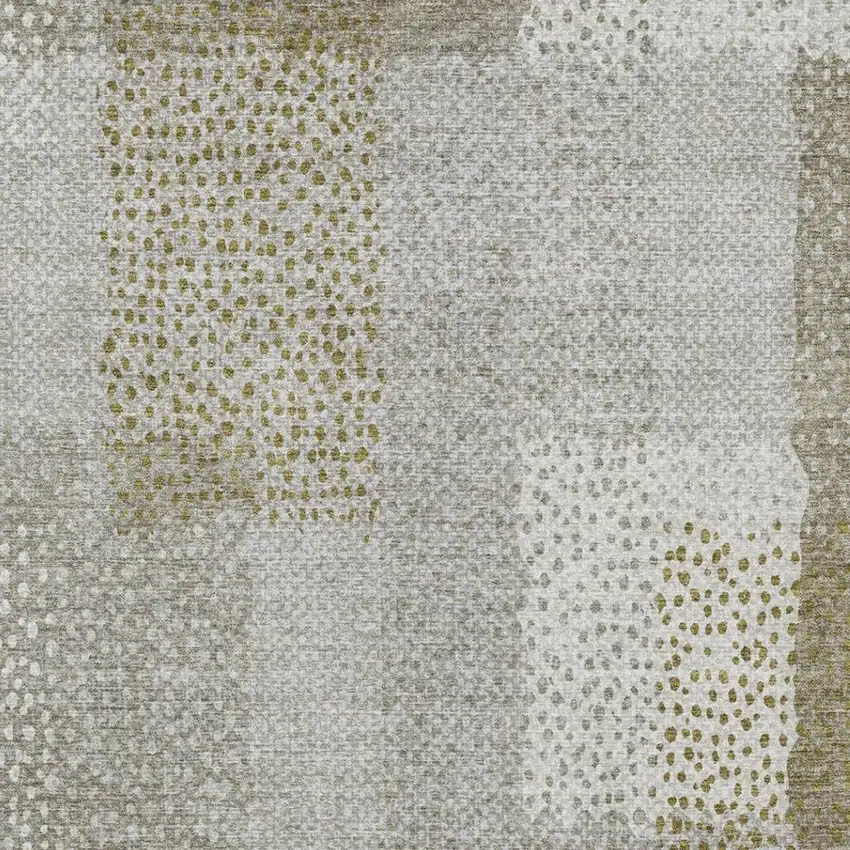 Khaki And Brown Abstract Washable Indoor Outdoor Area Rug Photo 8