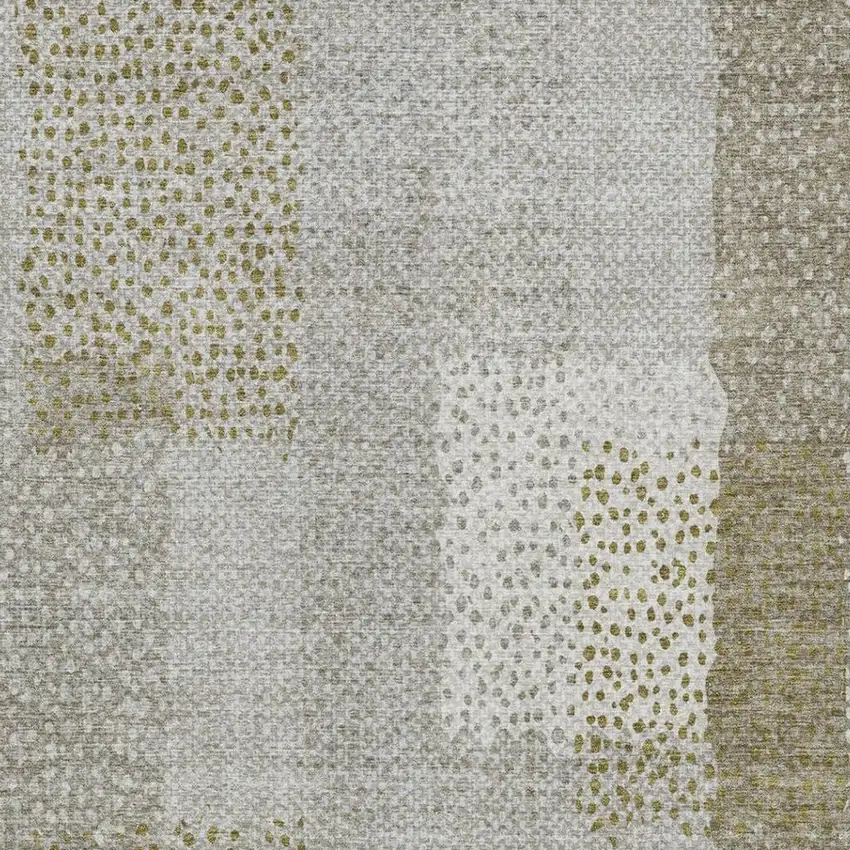 Khaki And Brown Abstract Washable Indoor Outdoor Area Rug Photo 2