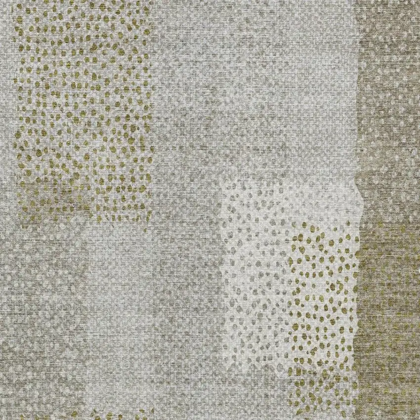Khaki And Brown Abstract Washable Indoor Outdoor Area Rug Photo 3