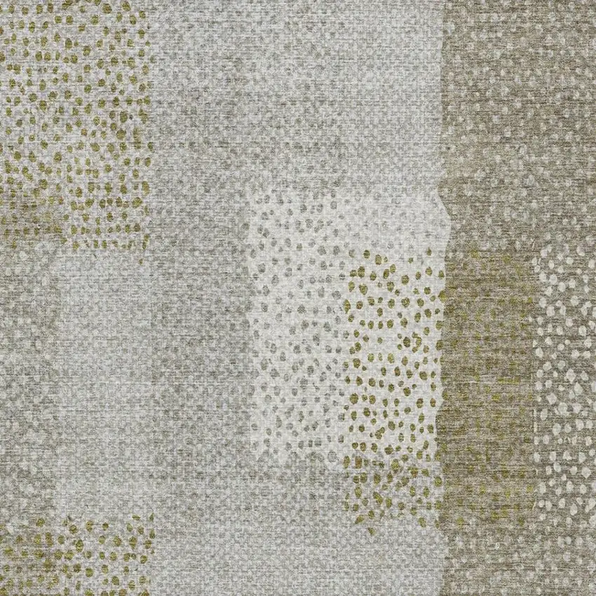 Khaki And Brown Abstract Washable Indoor Outdoor Area Rug Photo 7