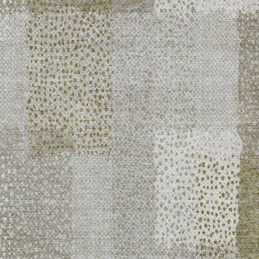 Khaki And Brown Abstract Washable Indoor Outdoor Area Rug Photo 4