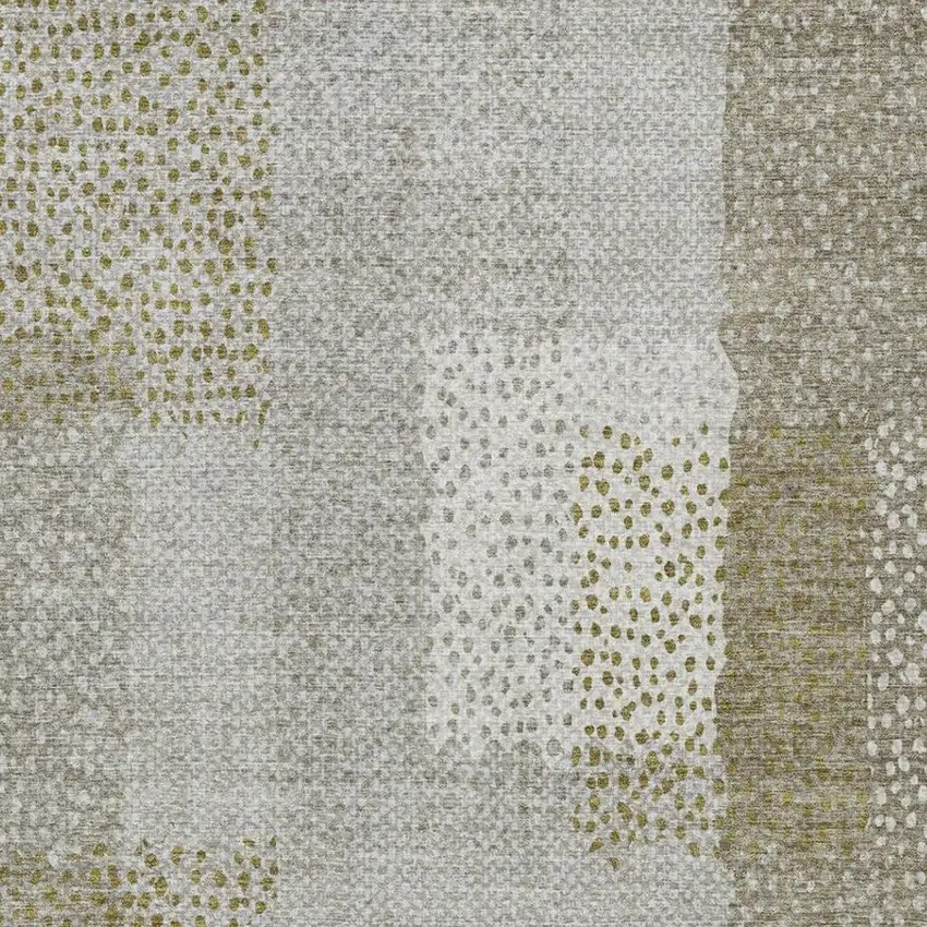 Khaki And Brown Abstract Washable Indoor Outdoor Area Rug Photo 9