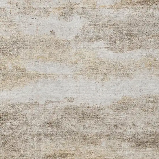 Khaki And Brown Abstract Washable Indoor Outdoor Area Rug Photo 6