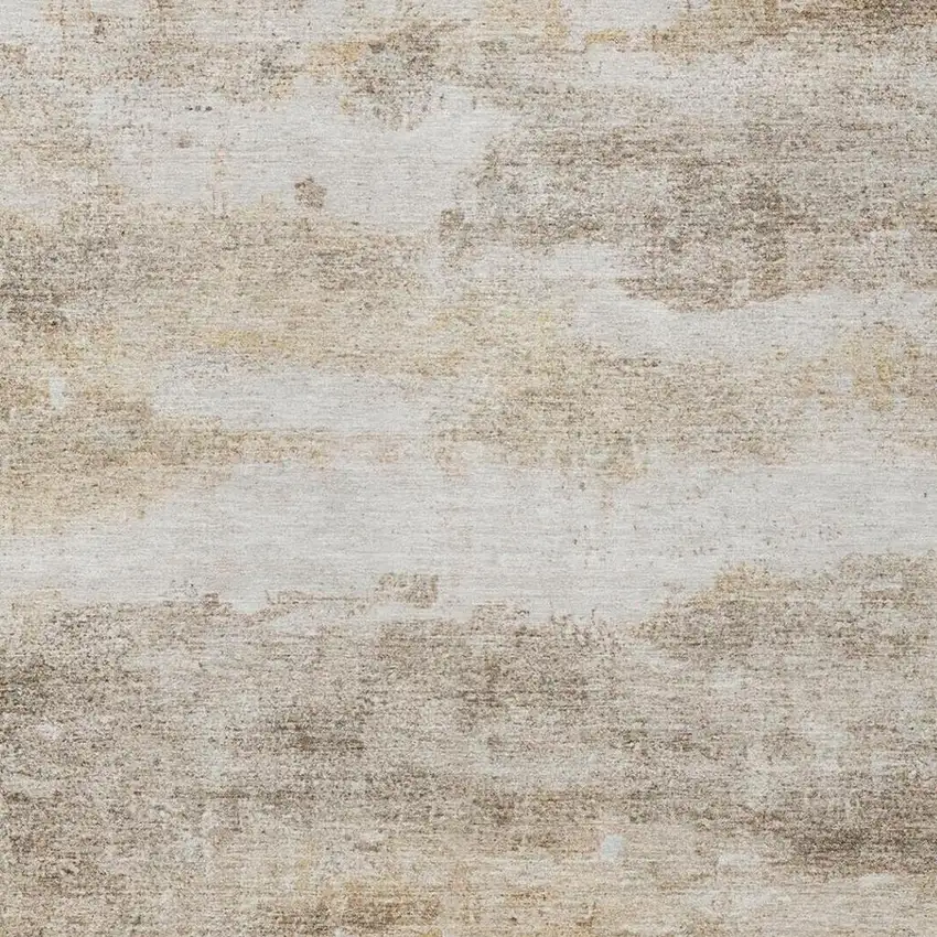 Khaki And Brown Abstract Washable Indoor Outdoor Area Rug Photo 6