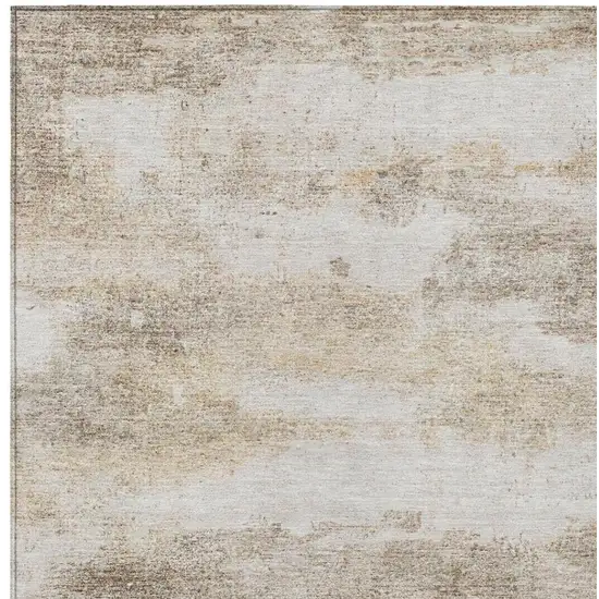 Khaki And Brown Abstract Washable Indoor Outdoor Area Rug Photo 5