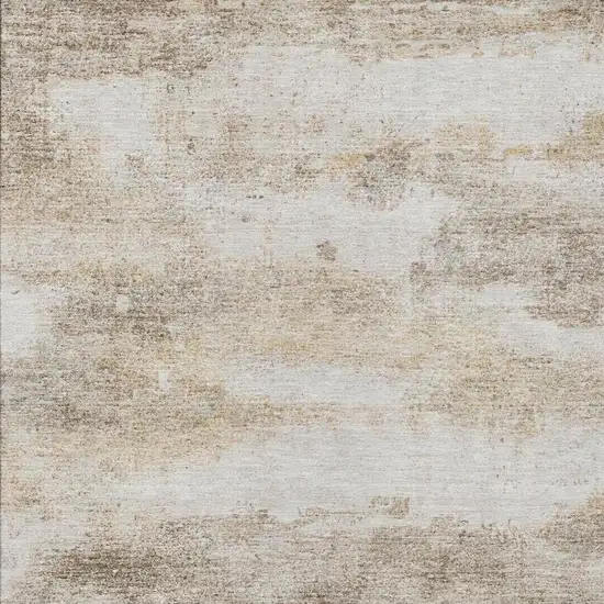Khaki And Brown Abstract Washable Indoor Outdoor Area Rug Photo 8