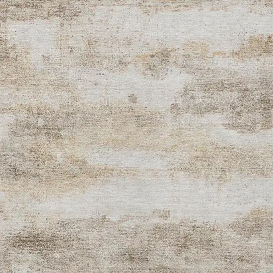 Khaki And Brown Abstract Washable Indoor Outdoor Area Rug Photo 4