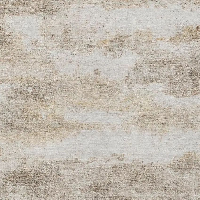Khaki And Brown Abstract Washable Indoor Outdoor Area Rug Photo 4