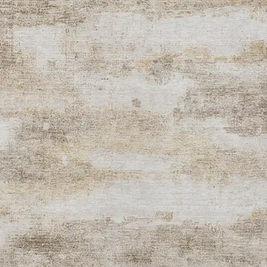 Khaki And Brown Abstract Washable Indoor Outdoor Area Rug Photo 9