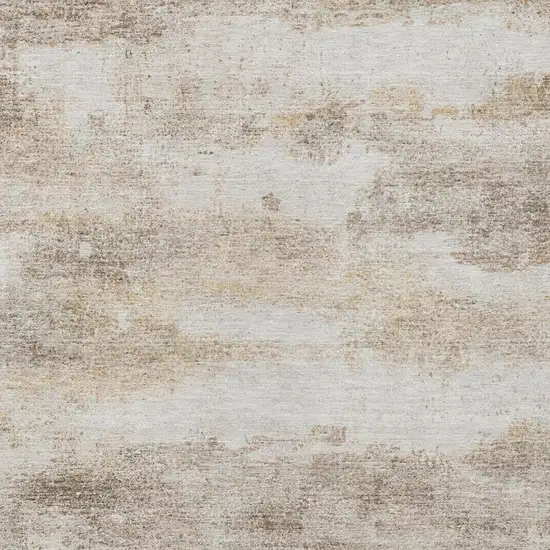 Khaki And Brown Abstract Washable Indoor Outdoor Area Rug Photo 8