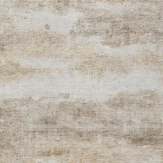 Khaki And Brown Abstract Washable Indoor Outdoor Area Rug Photo 4