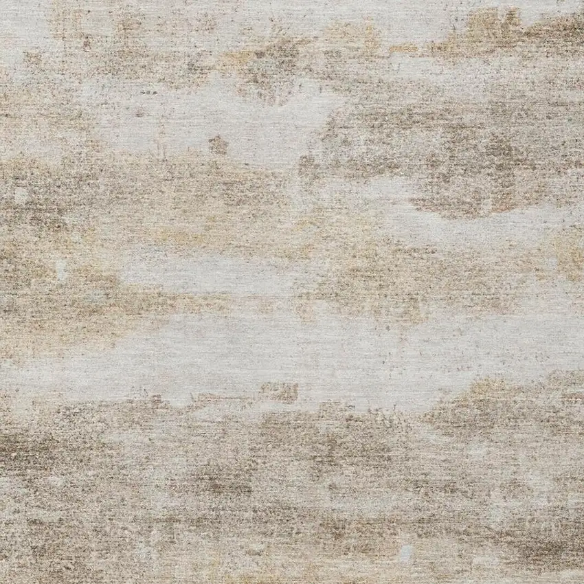 Khaki And Brown Abstract Washable Indoor Outdoor Area Rug Photo 5