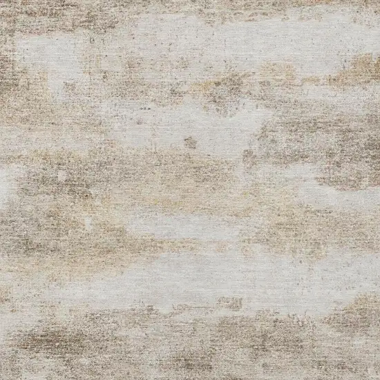Khaki And Brown Abstract Washable Indoor Outdoor Area Rug Photo 5
