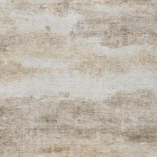 Khaki And Brown Abstract Washable Indoor Outdoor Area Rug Photo 8