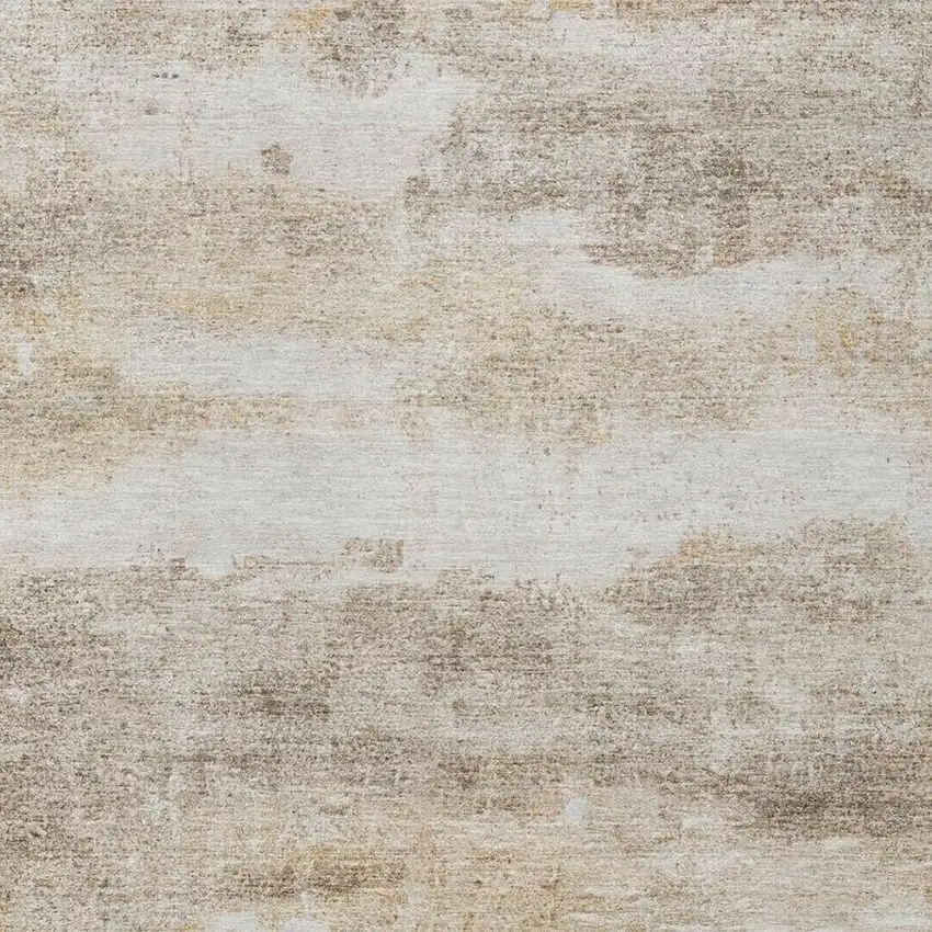 Khaki And Brown Abstract Washable Indoor Outdoor Area Rug Photo 4