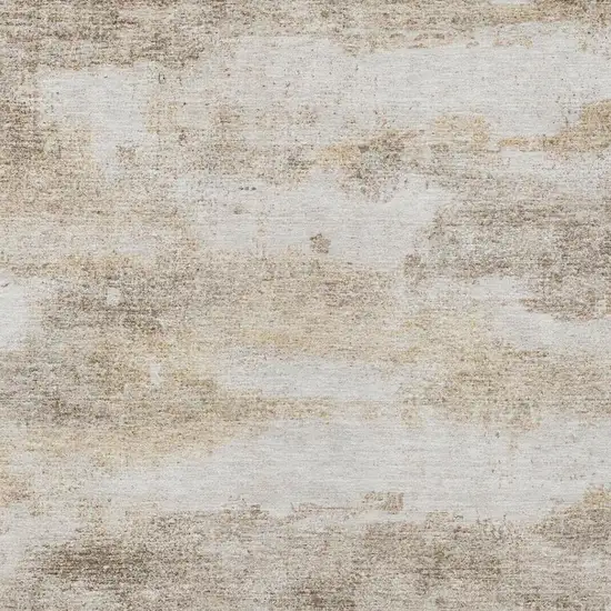 Khaki And Brown Abstract Washable Indoor Outdoor Area Rug Photo 2