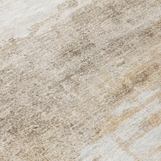 Khaki And Brown Abstract Washable Indoor Outdoor Area Rug Photo 5