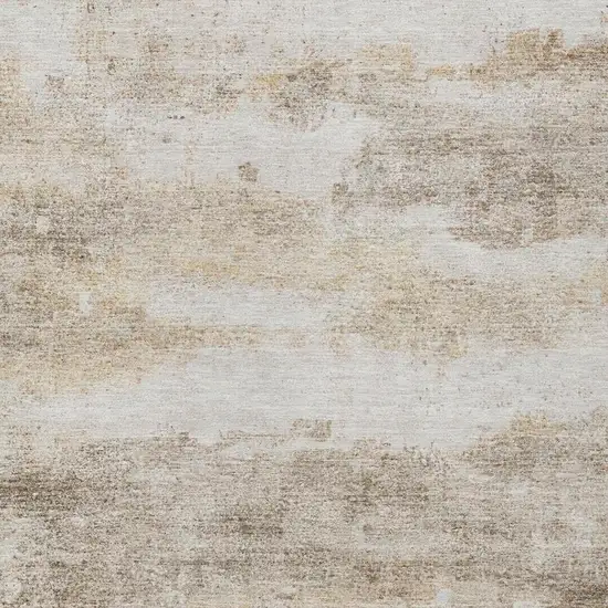 Khaki And Brown Abstract Washable Indoor Outdoor Area Rug Photo 5