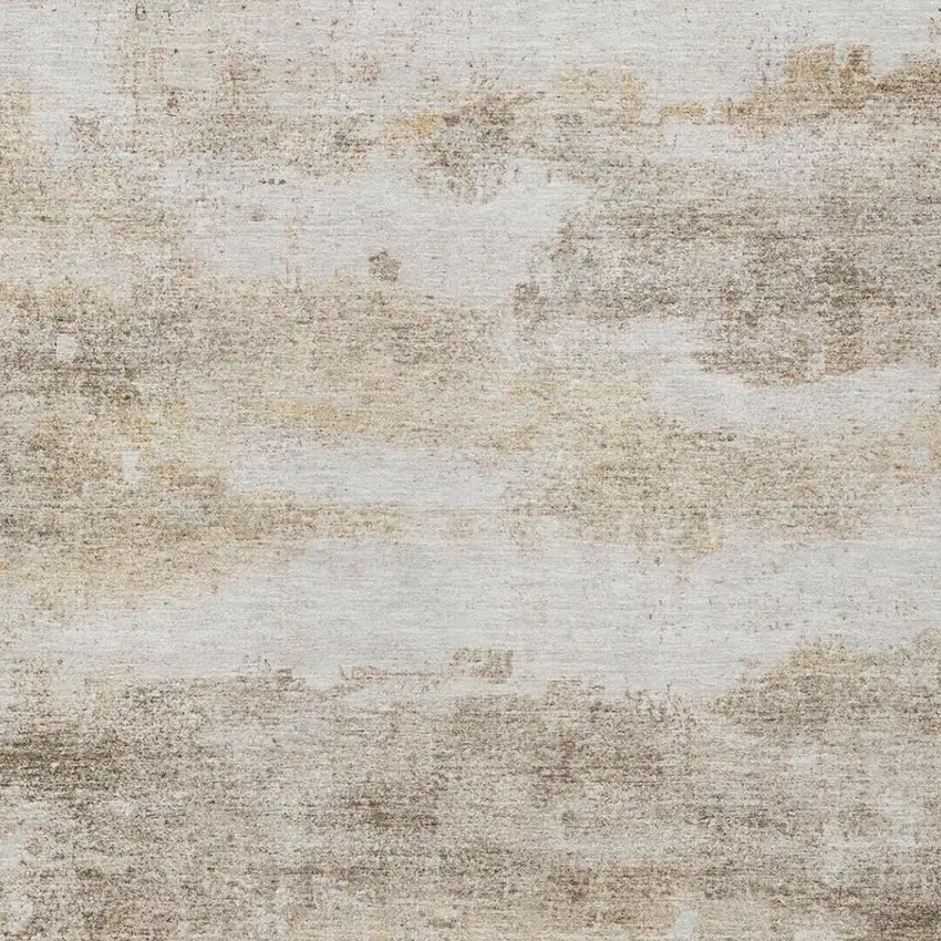 Khaki And Brown Abstract Washable Indoor Outdoor Area Rug Photo 5