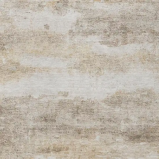 Khaki And Brown Abstract Washable Indoor Outdoor Area Rug Photo 7