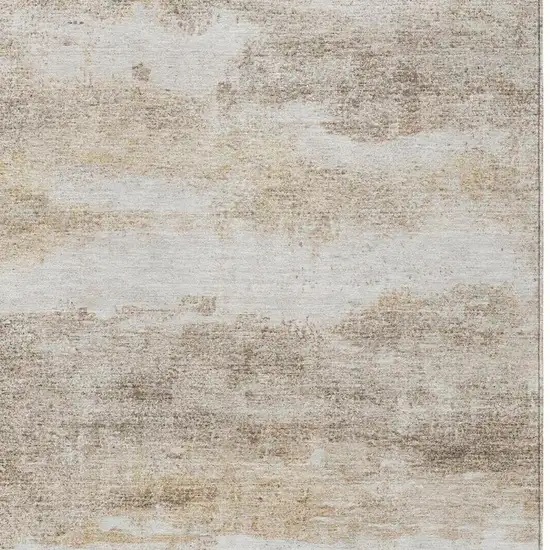 Khaki And Brown Abstract Washable Indoor Outdoor Area Rug Photo 4