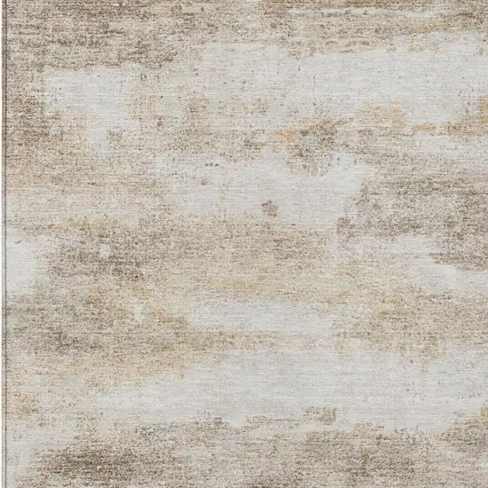 Khaki And Brown Abstract Washable Indoor Outdoor Area Rug Photo 9