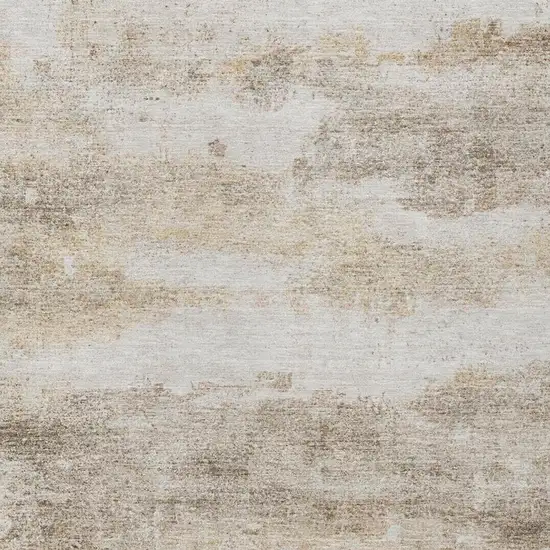 Khaki And Brown Abstract Washable Indoor Outdoor Area Rug Photo 1