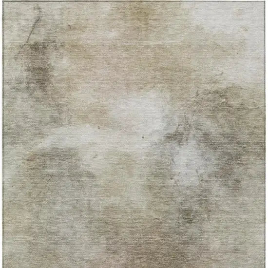 Khaki And Brown Abstract Washable Indoor Outdoor Area Rug Photo 7
