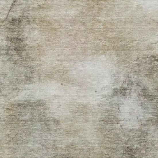 Khaki And Brown Abstract Washable Indoor Outdoor Area Rug Photo 4