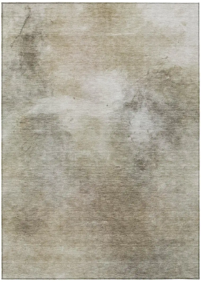 Khaki And Brown Abstract Washable Indoor Outdoor Area Rug Photo 3