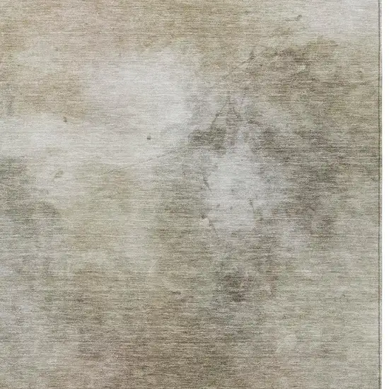 Khaki And Brown Abstract Washable Indoor Outdoor Area Rug Photo 9