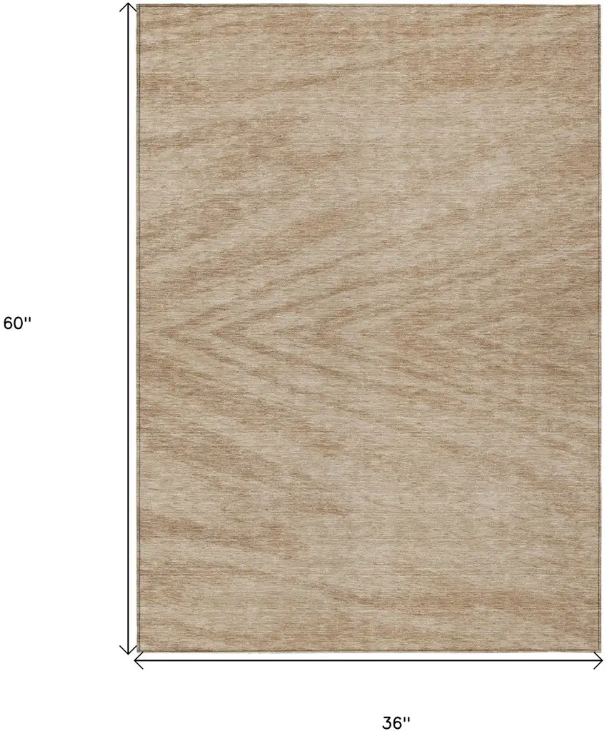 Khaki And Brown Abstract Washable Indoor Outdoor Area Rug Photo 3