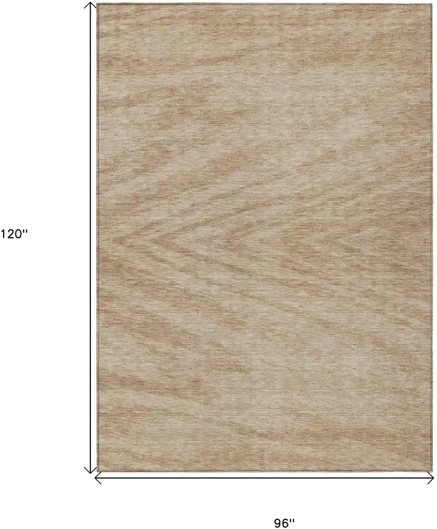 Khaki And Brown Abstract Washable Indoor Outdoor Area Rug Photo 3