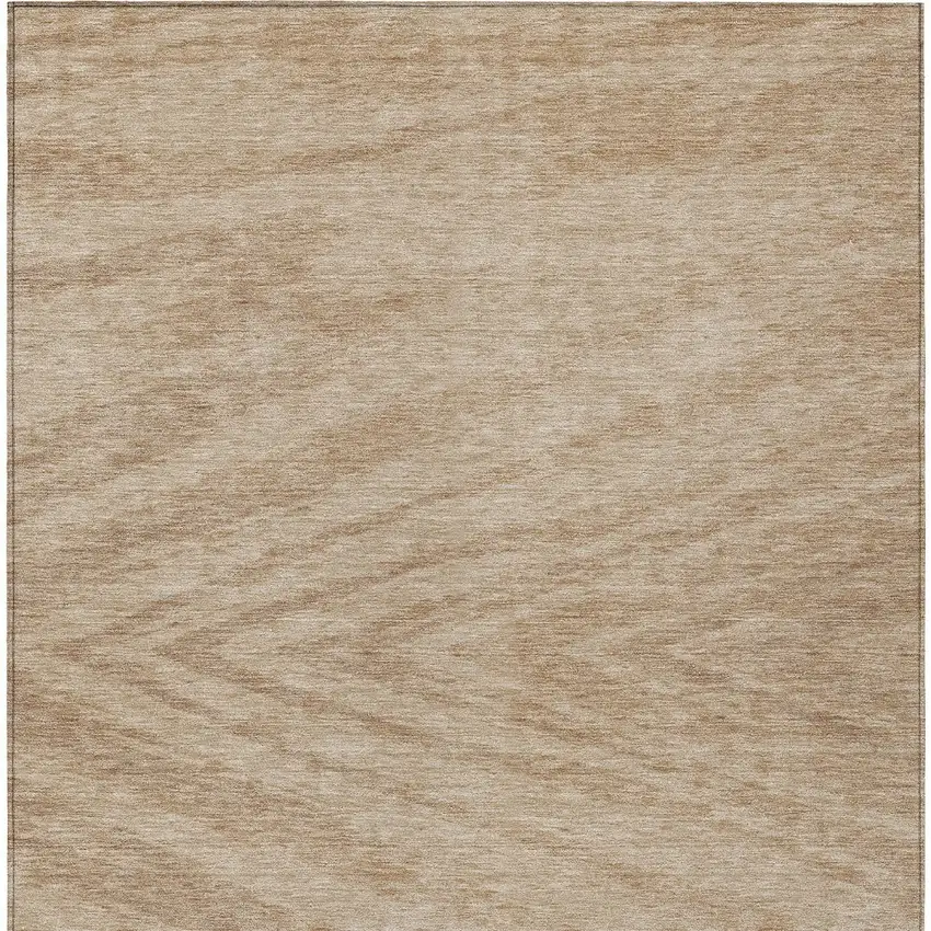 Khaki And Brown Abstract Washable Indoor Outdoor Area Rug Photo 6