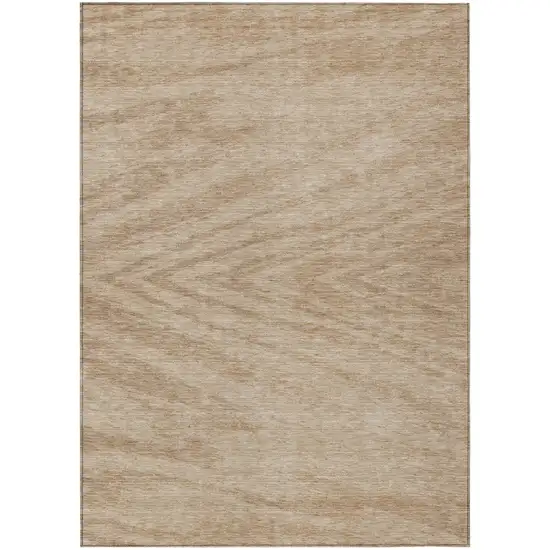 Khaki And Brown Abstract Washable Indoor Outdoor Area Rug Photo 2