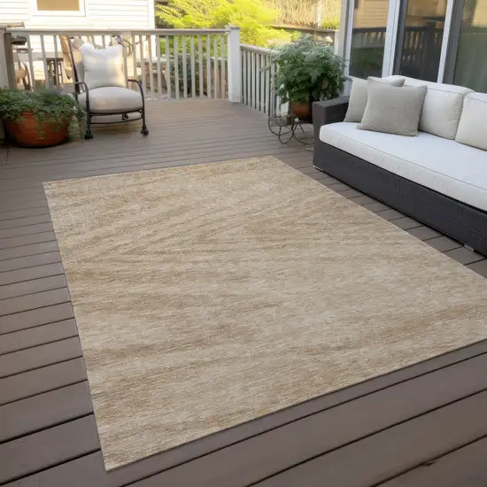 Khaki And Brown Abstract Washable Indoor Outdoor Area Rug Photo 8