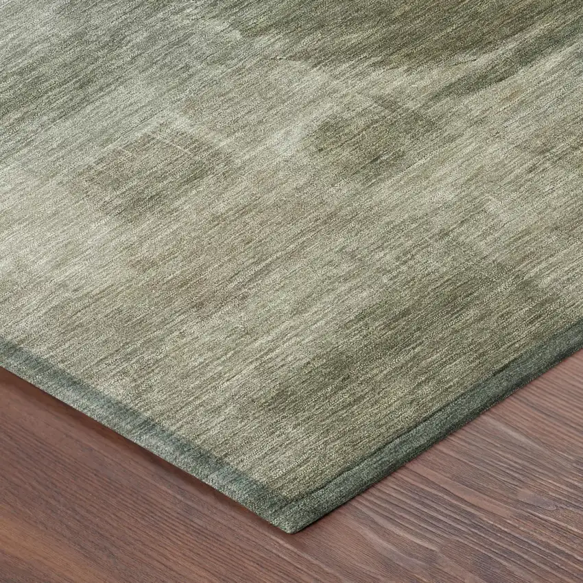 Khaki And Brown Botanical Leaves Washable Indoor Outdoor Area Rug Photo 5