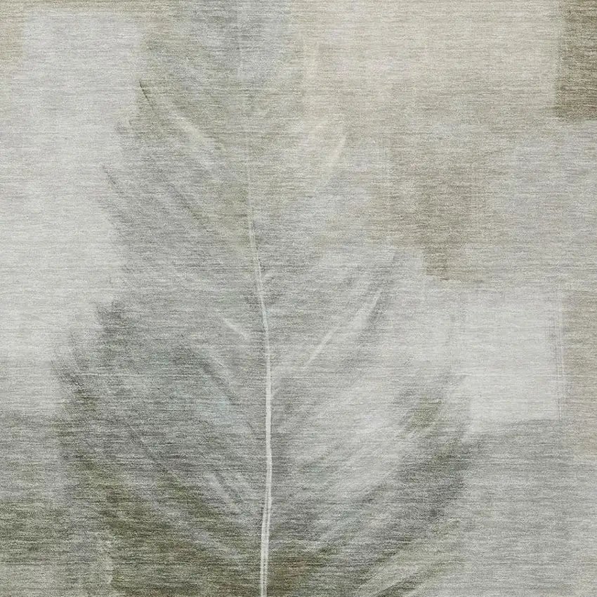 Khaki And Brown Botanical Leaves Washable Indoor Outdoor Area Rug Photo 3